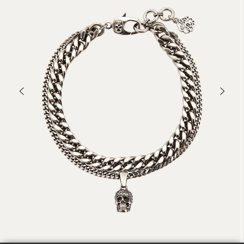 ALEXANDER MCQUEEN
Men's Pavé Swarovski Crystal Skull Double Chain Bracelet